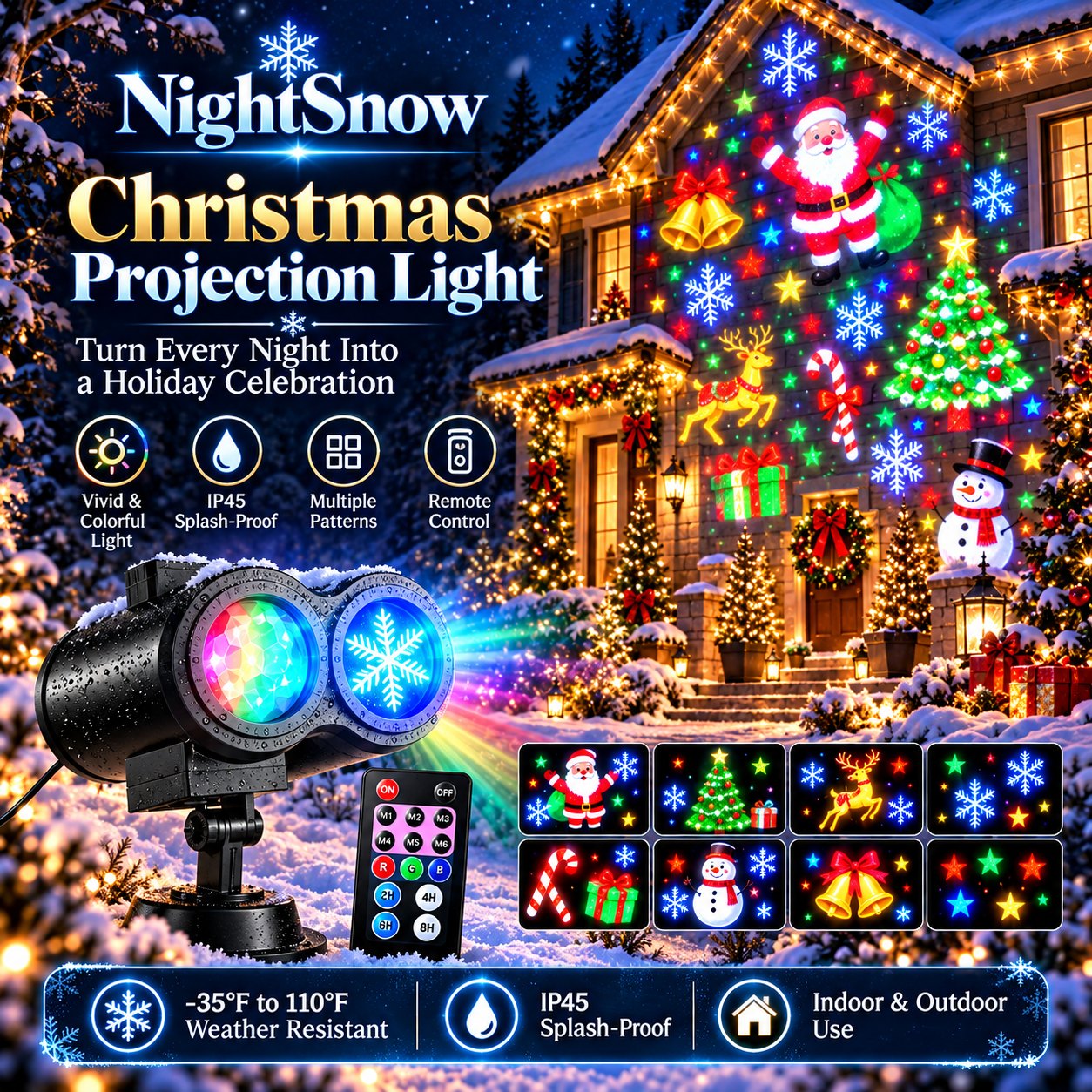 NightSnow Christmas Projection Light